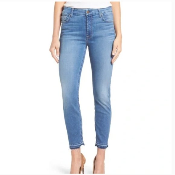 7 For All Mankind Denim - 7 For All Mankind Skinny High Waisted Jean Ankle Length Distressed Size 29